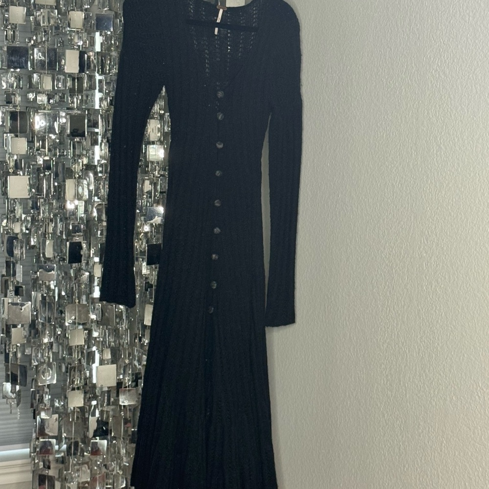 Free People Black Maxi Cardigan  Dress